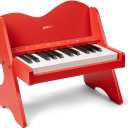 ZIPPY Kids Piano Keyboard, 25 Keys Digital Piano for Kids, Touch Sensitive Control Panel, Volume Adjustable, Mini Music Educational Instrument Toy, Wood Toy for Toddlers Girls Boys (Red)