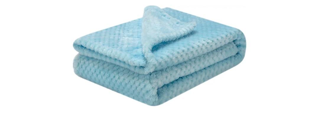 Fuzzy Blanket or Fluffy Blanket for Baby, Soft Warm Cozy Coral Fleece Toddler, Infant or Newborn Receiving Blanket for Crib, Stroller, Travel, Decorative (28Wx40L, XS-Ice Blue