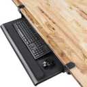 EHO Large Ergonomic C-Clamp Keyboard Tray Mount Under Desk with Wrist Rest, Slide-Out Platform 27.5" (31.8" Including Clamps) x 12.5", Pull Out Keyboard & Mouse Tray for Home or Office, Black