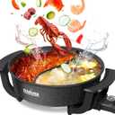 Stariver 6L Electric Hot Pot with Divider - Dual-Flavor Fondue & Shabu Shabu Pot, 1360W with 5-Temp Control, Non-Stick & BPA-Free, Perfect for Family Dinners & Parties