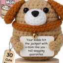 New Mom Gifts for Women - Handmade Positive Dog Crochet With 30 Cute Affirmation Cards for New Mothers - Funny Postpartum Present for Friends, Coworker, Dog Mom - Positive Crochet Animal