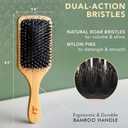 Boar Bristle Paddle Hair Brush - Smoothing Wood Brush for Thick, Curly & Wavy Hair, Detangling Natural Bristles for Women, Stimulates Scalp (Pack of 1)