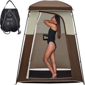 KingCamp Shower Tent, Portable Privacy Tent Outdoor Camping 1/2 Room Toilet Tents with Shower Bag & Dressing Room for Beach, Camping & Hiking, 1 ROOM-COFFEE, 1 Room