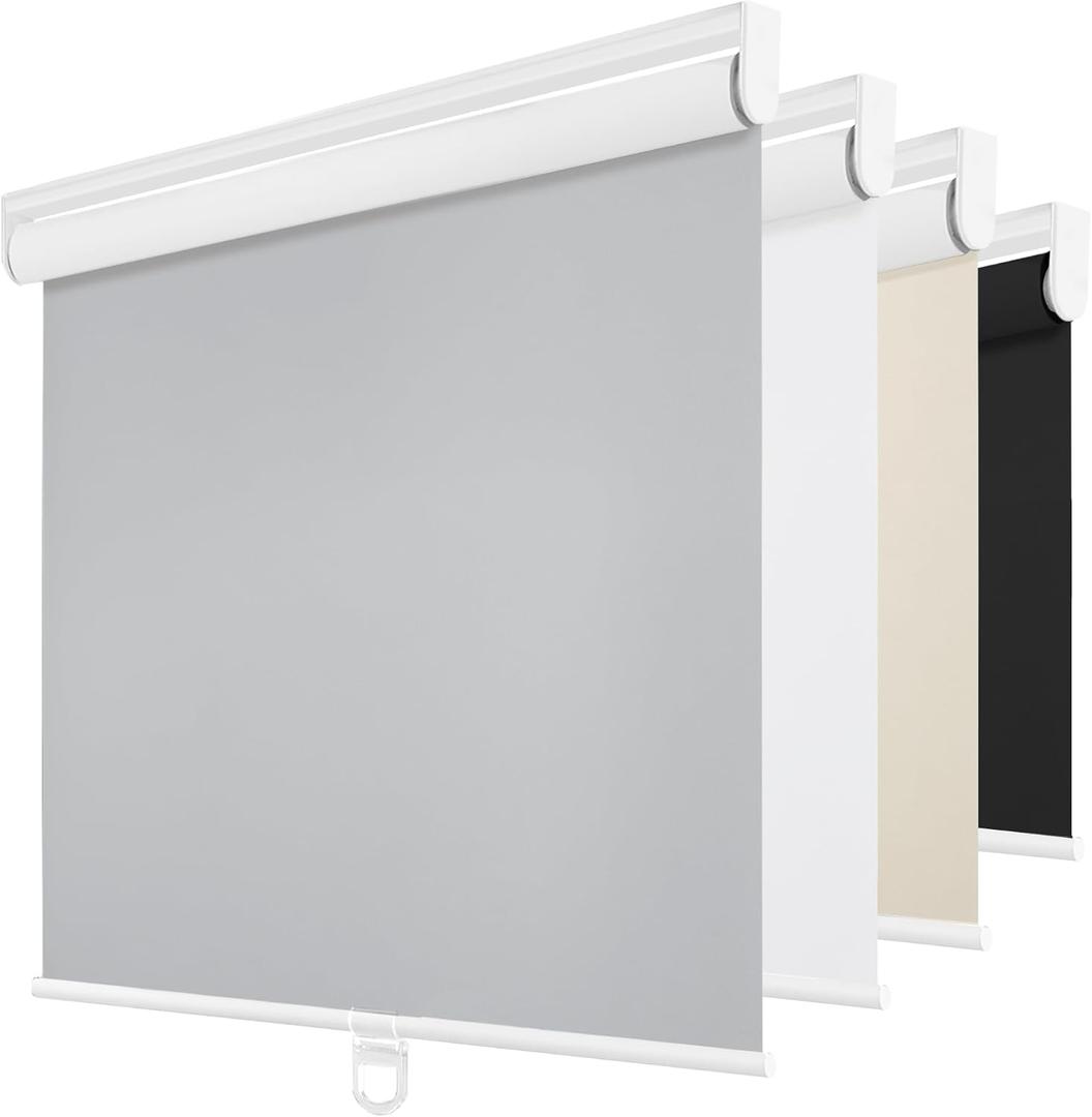 ChrisDowa Blackout Roller Shades Pull Down, Cordless Window Blinds for Home | 72" W x 72" H, Grey, Thermal Insulated, UV Protection, Room Darkening, Black Out Door Blinds for Indoor Windows & Office