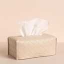 OLETHA Aesthetic Rectangle Tissue Box Cover, Medium Flat Box Tissues Holder Rectangular, Woven Textured, Light Taupe (Fits Medium Flat Box (110-160 Sheets))