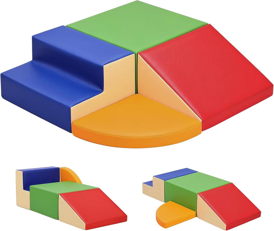 TODIBY 4-Pieces Climbing Toys for Toddlers (Extra Large): PU Leather Foam Blocks for Crawling and Sliding - Soft Indoor Play Gym Climber Structures for Toddlers Kids(XL Size)