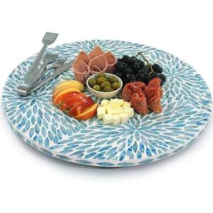 CLAYNIX Lazy Susan for Table Mother of Pearl Turntable Organizer, Wood Round Spinning Tray Rotating for Kitchen, Cabinet, Counter Spice Pantry (D 20 in)