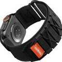 Bandletic Nylon Bands Compatible with Apple Watch Ultra 3/Ultra 2 Band 49mm for Men 46mm 45mm 44mm 42mm(Series 3), Rugged Tactical Sport Strap for iWatch Series 11 10 9 8 7 6 5 4 SE 3 2 1, L-Black