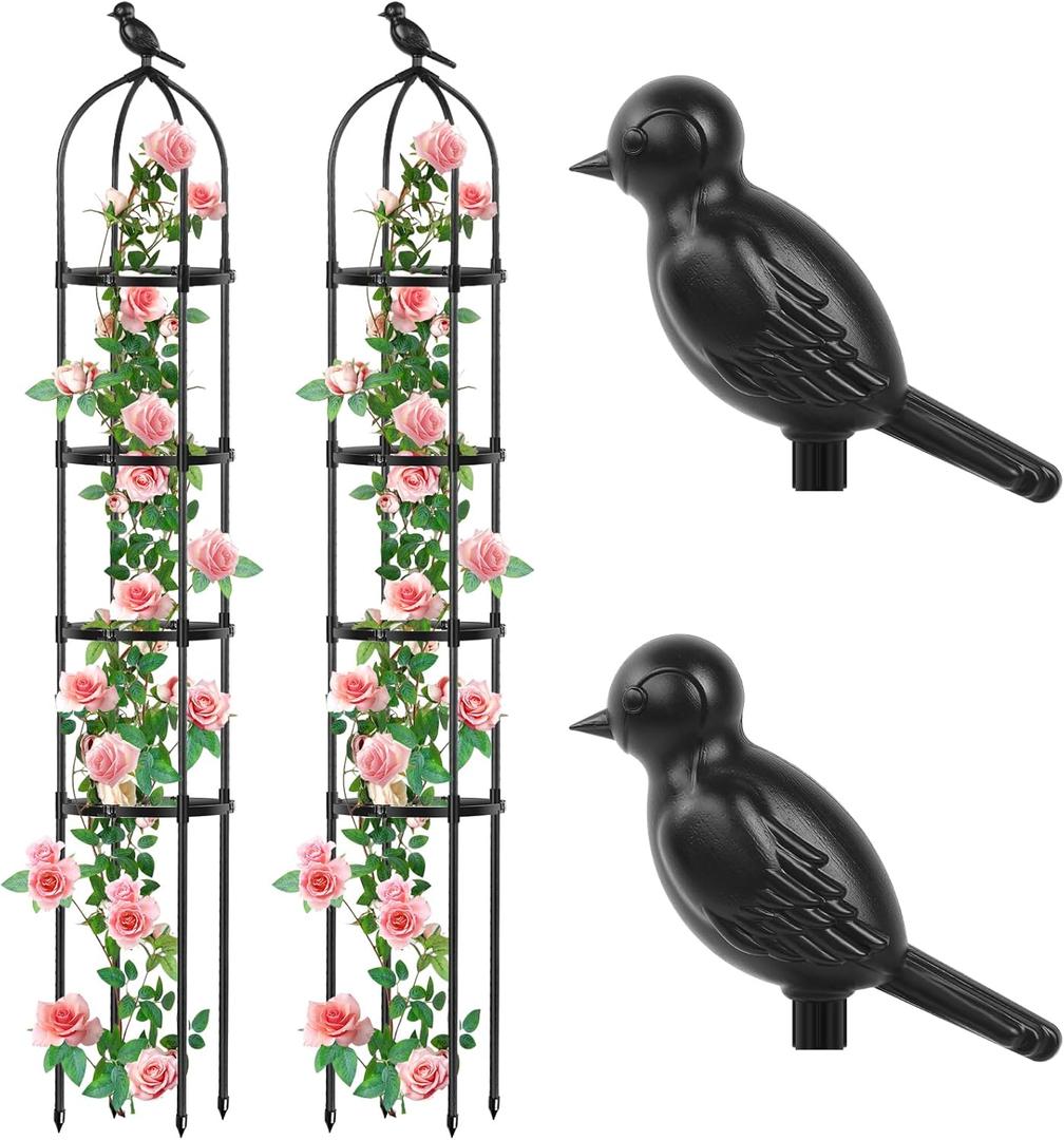 2 Pack Garden Trellis for Climbing Plants, 69 Inch Metal Garden Obelisk Trellis for Climbing Plants Outdoor Indoor, Adjustable Heights Round Plants Climbing Support for Potted Vines Rose Cucumber