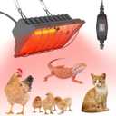 Chicken Coop Heater Lamp 250W Winter Hanging Heat Lamp for Chickens Incubators Temperature Adjustable Chicken Brooder Heating Heaters for Dog Kennel Poultry House