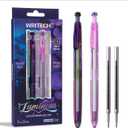 WRITECH Gel Pens Medium Point: Luminous pen set 0.7mm, Black Ink, Includes 2 Pens and 2 Refills, Silent Clicker, Smooth Writing for School Office & Everyday Use
