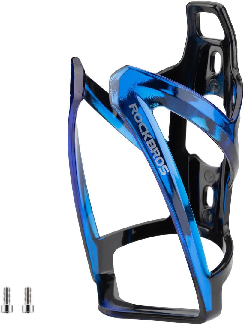 ROCKBROS Bike Water Bottle Holder Ultra-Light Bicycle Bottle Cages with Screws Tool, Universal Bike Cup Holder Rack for Road MTB Bikes (Standard, Blue-Black)