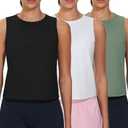 THE GYM PEOPLE Women's Workout Tank Tops 3 Pack Quick Dry Athletic Running Sleeveless Shirts, Size L
