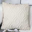 Pack of 2 Soft Fluffy Faux Fur Cushion Covers 45 x 45 Beige Embroidered Boho Decorative Throw Pillow Cases Plush Velvet Cushion Cover 18x18 Sofa Cushions for Living Room Farmhouse