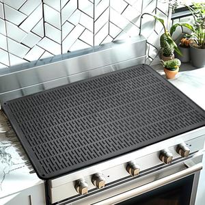Stove Top Cover for Electric Stove,Silicone Electric Stove Cover,28 x 20 inches Glass Cooktop Protector, Heat Resistant, Hanging, Protects Kitchen Countertops and Prevents Scratches,Black