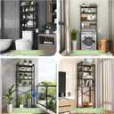 Kalrin Over-The-Toilet Storage Rack, 4-Tier Bathroom Organizer Shelf Over Toilet with Adjustable Shelf and Basket, Freestanding Space Saver Bathroom Shelves Above Toilet for Room (Pure Black)