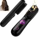 Go Brush Pro for Short Hair, 2026 Upgraded Hair Straightener Brush, Portable Cordless Straightener Brushs for Travel, Fast Heating Hair Straightener with LCD Temperature Display, Travel Gift (Black)