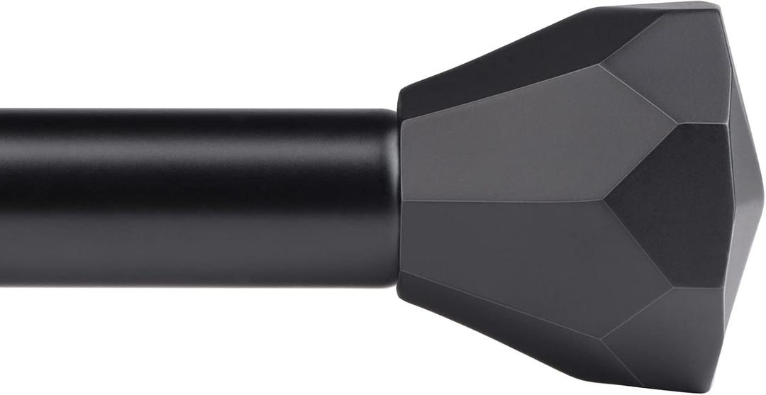 Black Curtain Rod for Windows- EUPLAR 1 Inch Window Curtain Rod 36 to 72 Inch Adjustable with Diamond End Finials, Telescoping Metal Single Drapery Rods