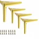 Gold Metal Furniture Legs Heavy Duty Triangle Furniture Feet DIY Modern Replacement Legs for Cabinet Sofa Couch Chair-Set of 4-4.5"x 4.5"x 4.7"(Lx Wx H)