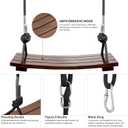 PELLOR Wood Swing Seat, Carbonized Hanging Wood Tree Swing 16.9 x7.9 x0.5 in for Adult Kids Children Anticorrosive & 100% Waterproof Wooden Swing Set 440lbs Load Indoor Outdoor Backyard Play