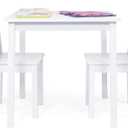 Humble Crew Kids Wooden Table and 2 Chairs Set, White - Square Kids Table and Chair Set for Toddlers and Children for Arts, Crafts, and Snack Time - Sturdy, Durable Toddler Activity Table