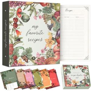 Recipe book for own recipes to Entertain and Delight: 3 Ring Binder 8.5x11 Full-Page with Clear Protective Sleeves A Comprehensive Recipe Binder to organize your family recipe book by category. (Multicolor)