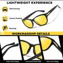 LVIOE Night Driving Glasses for Women Men Anti Glare Polarized Yellow Night Vision Glasses for Night Time LN2317 (A01 Black Frame/Night Vision)