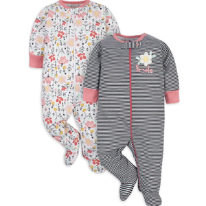 Gerber Baby Girls 2 Pack Sleep 'N Play Footie, Cloudy, 3-6 Months