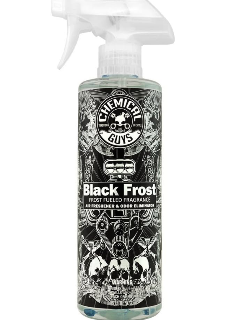 Chemical Guys AIR_224_16 Black Frost Air Freshener and Odor Eliminator, (Great for Cars, Trucks, SUVs, RVs, Home, Office, Dorm Room & More) 16 fl oz