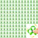 Arrowbash 100 Pcs Mental Health Awareness Fidget Spinners Bulk Acrylic Green Ribbon Fidget Spinners Mental Health Awareness Month Gifts for Women Men Charity Public Social Event Welfare Supplies