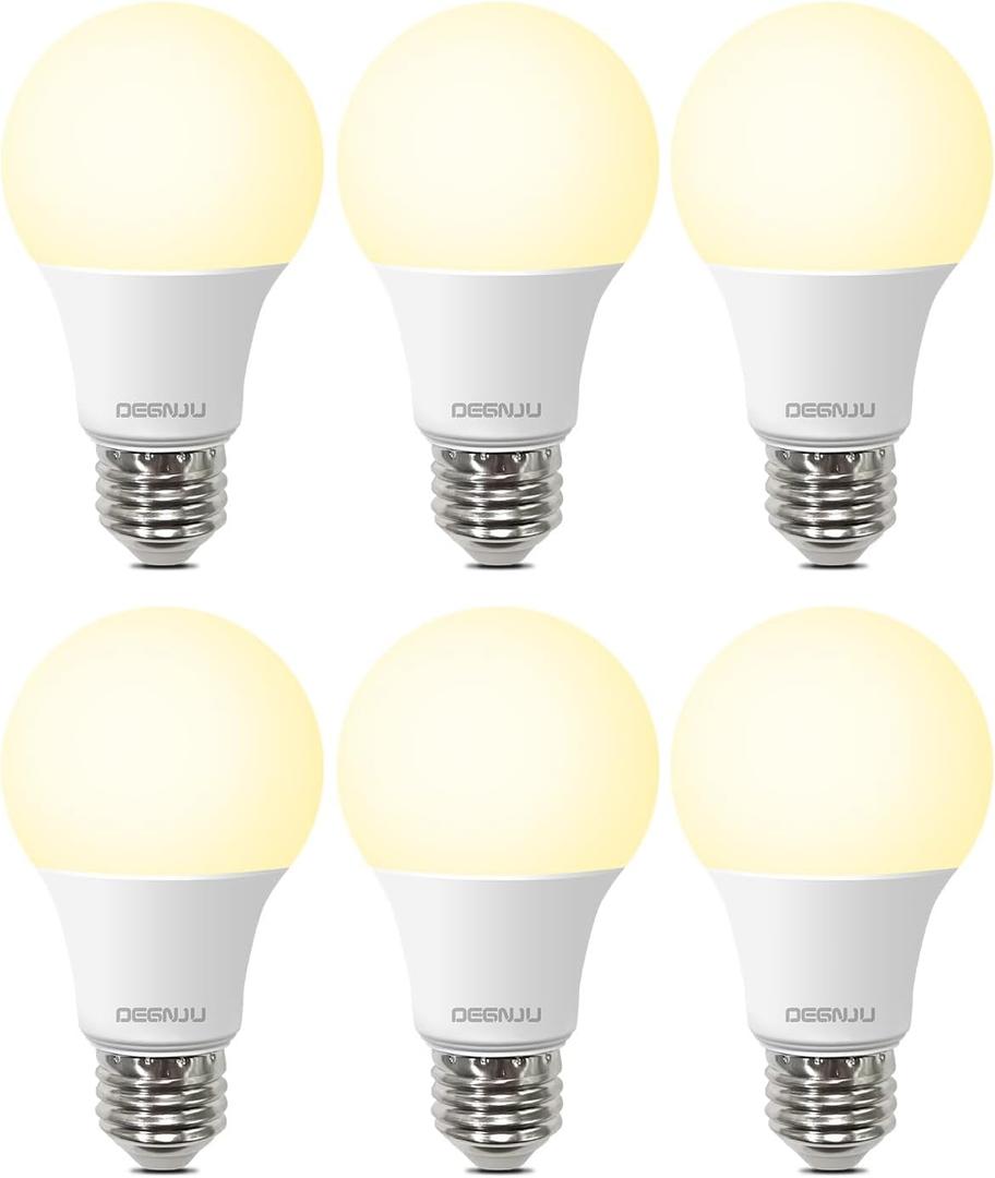 LED Light Bulbs 60W Equivalent, A19 Light Bulb Soft White 2700K 800LM 8 Watt, Non-Dimmable Standard Light Bulbs E26 Medium Base, 6 Pack