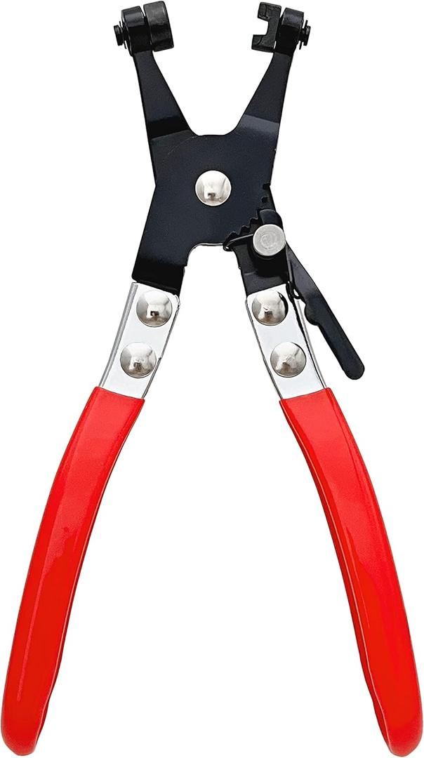Hose Clamp Plier Repair Tool with Swivel Flat Band for Removal and Installation of Ring-Type or Flat-band Hose Clamps in Automotive Coolant Radiator Heater and Water Hose