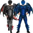 Morph Dragon Costume Adult (2 Colors),Mens Dragon Costume for Adults Jumpsuit Halloween Costumes for Men (X-Large, Blue)