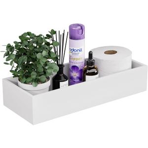 ZHWS Toilet Paper Basket, Bathroom Basket, Toilet Tank Tray for Storage Toiletries, Back of Toilet Organizer, Bathroom Vanity Tray for Makeup, Decorative Tray, Toilet Tank Basket 15" x 6" x 3 White