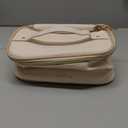 Prite Makeup Bag Portable Cosmetic Organizer with Brush Holder Waterproof Travel Toiletry Bag for Women with Handle and Divider (Beige)