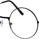 Spooktacular Creations Halloween Wizard Glasses, Old Men Round Wire Costume Glasses Accessory for Men Women Halloween Dress Up, Halloween Costume Prop (Black)