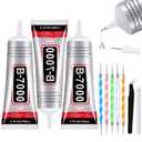 3 PCS 110ml B7000 Glue Clear with Precision Tip, Bedazzling Glue, Rhinestone Glue Set, Craft Glues with 5-Point Pen Tool, Crayon, and Tweezers, Craft Glue is Used for Nails, Jewelry, Shoes