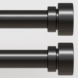 2 Pack Modern Black Curtain Rods Set for Windows 28 to 48 Inches Adjustable Length Heavy Duty 1" Diameter Window Curtain Rod with Decorative Finials for Outdoor Bedroom Kitchen Living Room