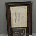 GMFrames Mahogany Diploma and Photo Frame for 8.5x11 Certificate and 5x7 Picture, UV Protection Acrylic, Mahogany with Gold Beads and Trim, Black over Gold Double Mat