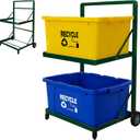Recycling Cart,2-Tier Recycle Bin Cart with Wheels,Holds up to 140 Lbs,Rolling Utility Organizer for Garbage Sorting,Warehouse and Garage (Green)