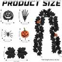 2X 6.6FT Black Maple Leaf Garland, Artificial Autumn Maple Leaf, Halloween Decoration Leaves Wall Decor for Fireplace Mantel, Stairs, Home Decor