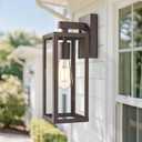 Outdoor Wall Light with Clear Glass, Anti-Rust Exterior Wall Sconce, Weather Resistant Outdoor Lantern, Exterior Lighting for Porch, Patio, Garage, Entryway (Oil-Rubbed Bronze, 15.5"Height-1 Pack)