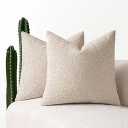 MIULEE 20x20 Inch Decorative Pillow Covers for Couch Bed Set of 2 Textured Boucle Neutral Throw Pillows Oatmeal Accent Solid Cushion Pillowcase Cozy Soft Chair Sofa Livingroom Home Decor