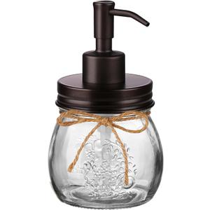 Amolliar 10 OZ Mason Jar Liquid Soap Dispenser, Stainless Steel Pump & Lid, Cute Farmhouse Decor for Kitchen, Bathroom, Refillable Hand Soap Dispenser, Lotion Soap Dispenser, Dish Soap, Bronze 1 Pack