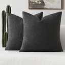 FUTEI Pack of 2 Dark Grey Decorative Throw Pillow Covers 22x22 Inch Soft Cozy Solid Boucle Textured Cushion Case,Modern Home Decor for Couch Bed Living Room