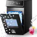 Nugget Ice Maker Countertop, Smart Pebble Ice maker with LCD Panel, 4min Making, 26lbs/24H Crushed Chewable Ice, Pellet ice maker with Timer Status Alert, Self-Cleaning, Chewy Ice for Home Party