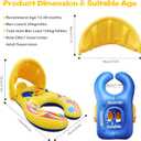 EEOCWF Mommy Baby Pool Float with Canopy Detachable, Interactive Parents Toddlers Swimming Ring, Inflatable Infant Pool Floaty Toddler Floats with Handle for Summer, Large