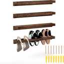 lesolar Wall Mounted Shoe Rack 30in, Hanging Shoe Organizer Rack 4 Pack, Solid Wood Shoe Storage Rack Rustic Burnt, Wooden Shoe Shelf Rack, Hanging Shoe Organizer Holder for Closet Door RV Entryway