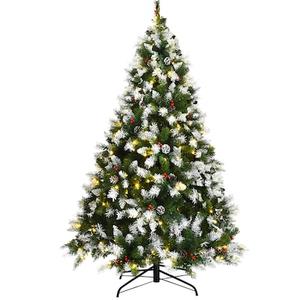6-ft Pre-lit Flocked Artificial Christmas Tree with White LED Lights