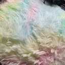 Fluffy Bean Bag Chair for Kids, 2.5FT Round Foam Filled Bean Bag for Teens & Kids, Ultra Soft Faux Fur Fabric Bean Bag Chairs for Playroom, Living Room, Bedroom, Rainbow (Small)